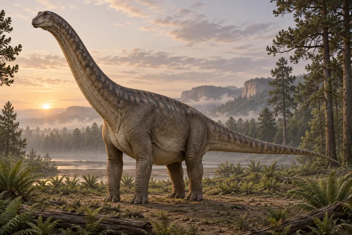 Artistic reconstruction of Alamosaurus; colors and soft tissues are illustrative.