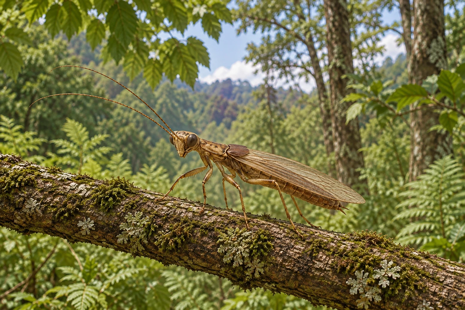Illustrative life reconstruction of Alienopterus in a period-appropriate environment; coloration and missing anatomy are interpretations.