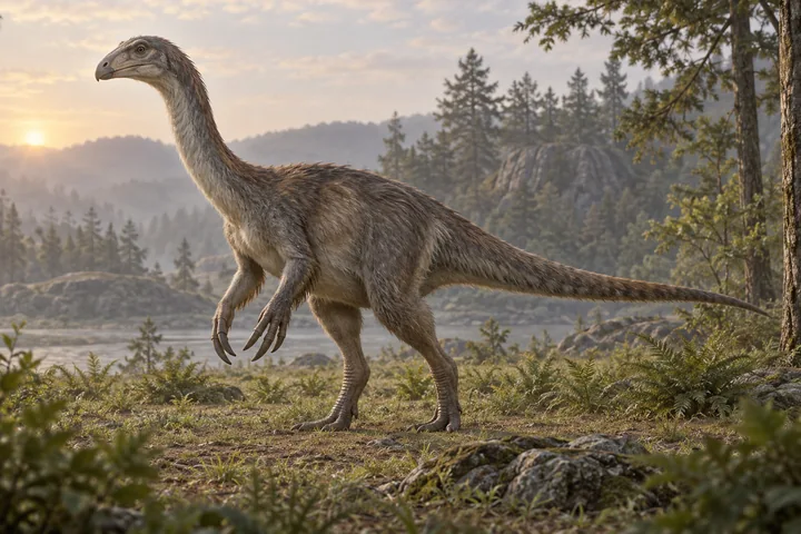 Artistic reconstruction of Alxasaurus; colors and restored soft tissues are illustrative.