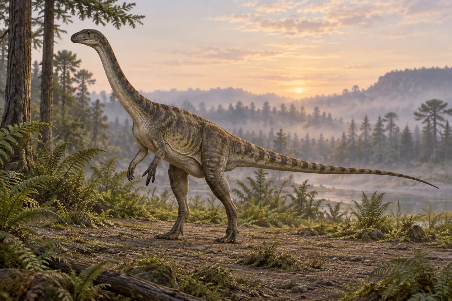 Artistic reconstruction of Anchisaurus; colors and soft tissues are illustrative.