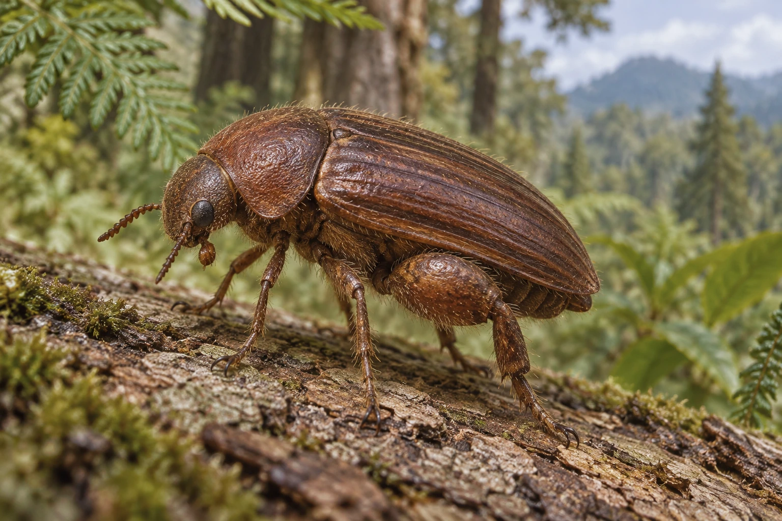 Illustrative life reconstruction of Angimordella in a period-appropriate environment; coloration and missing anatomy are interpretations.