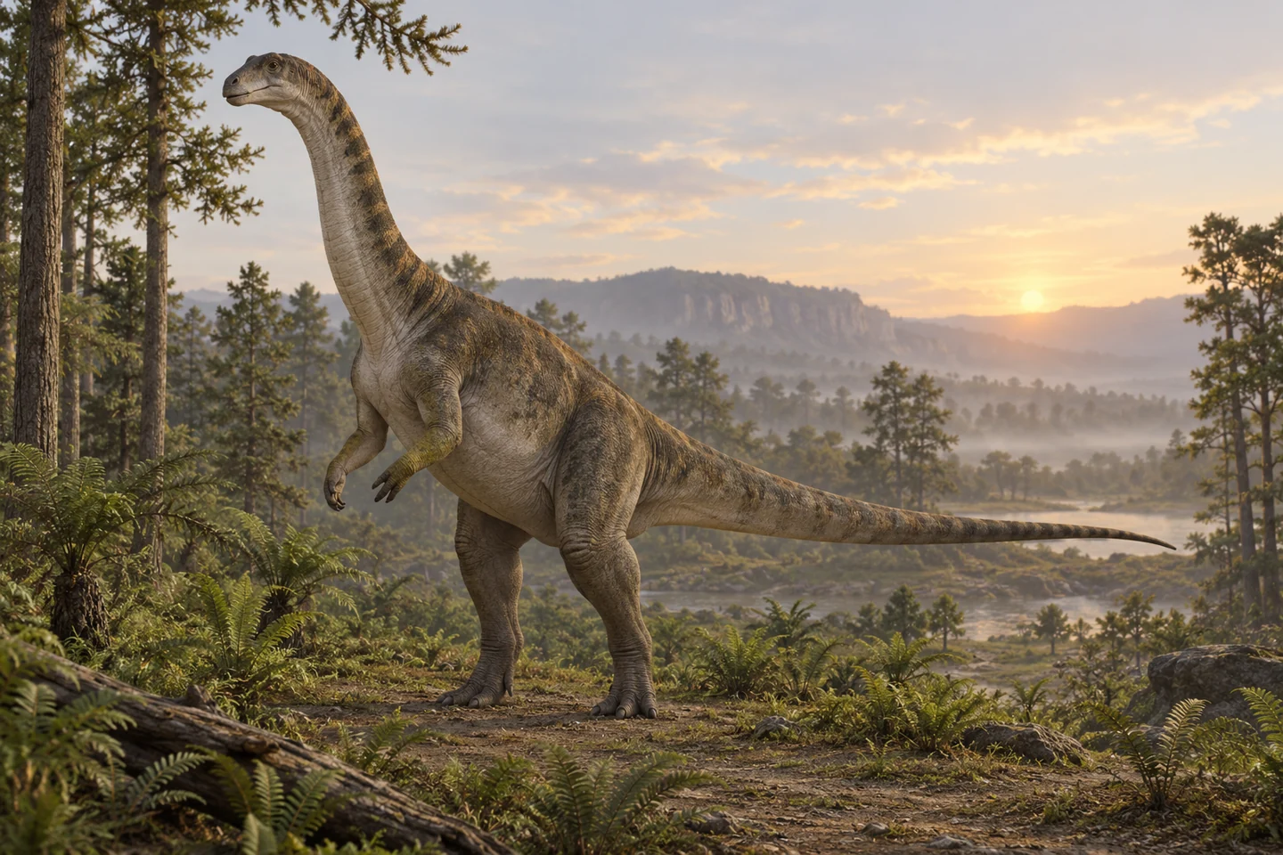 Artistic reconstruction of Antetonitrus; colors and soft tissues are illustrative.