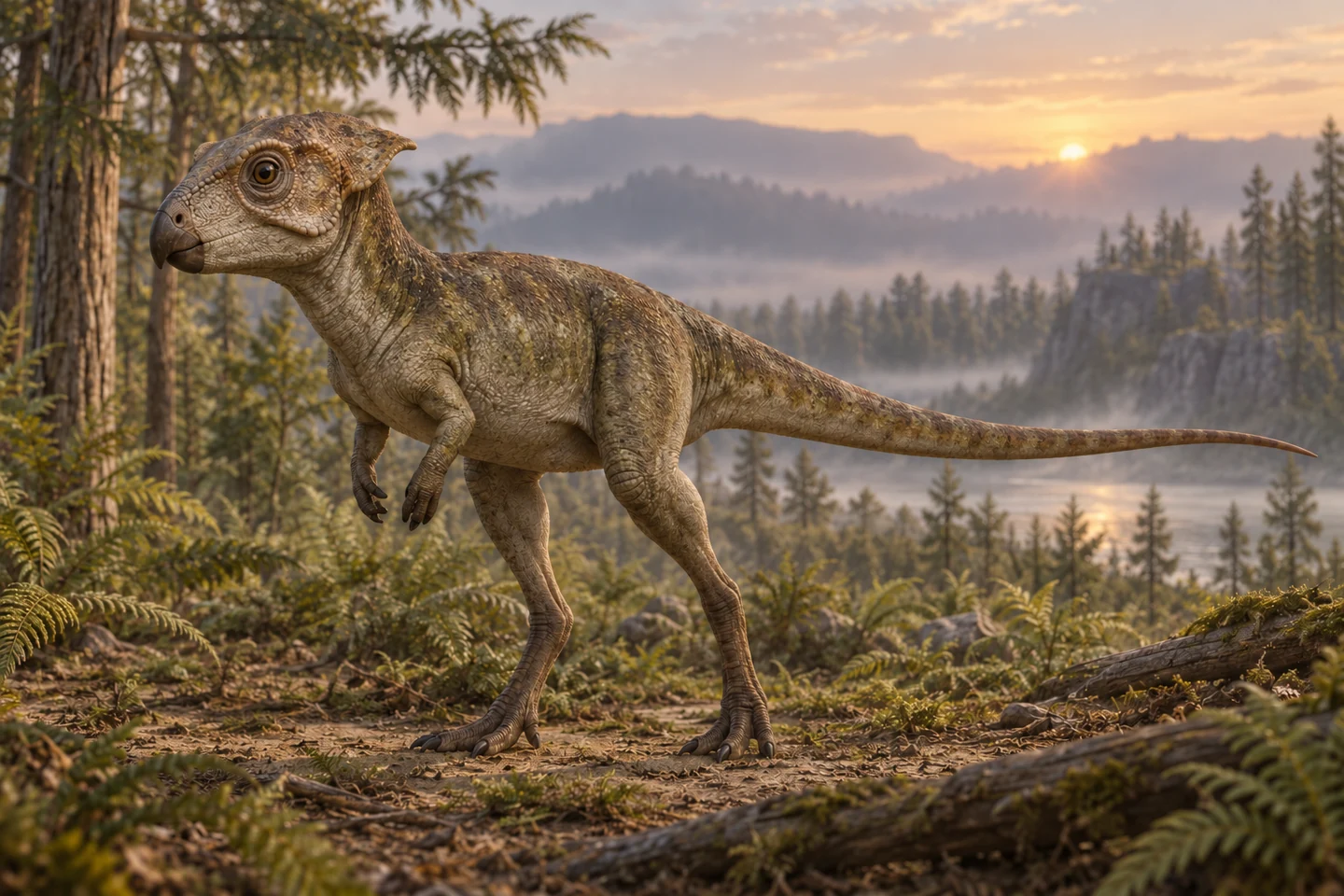 Illustrative reconstruction of Archaeoceratops; colors, soft tissues and restored details remain interpretive.