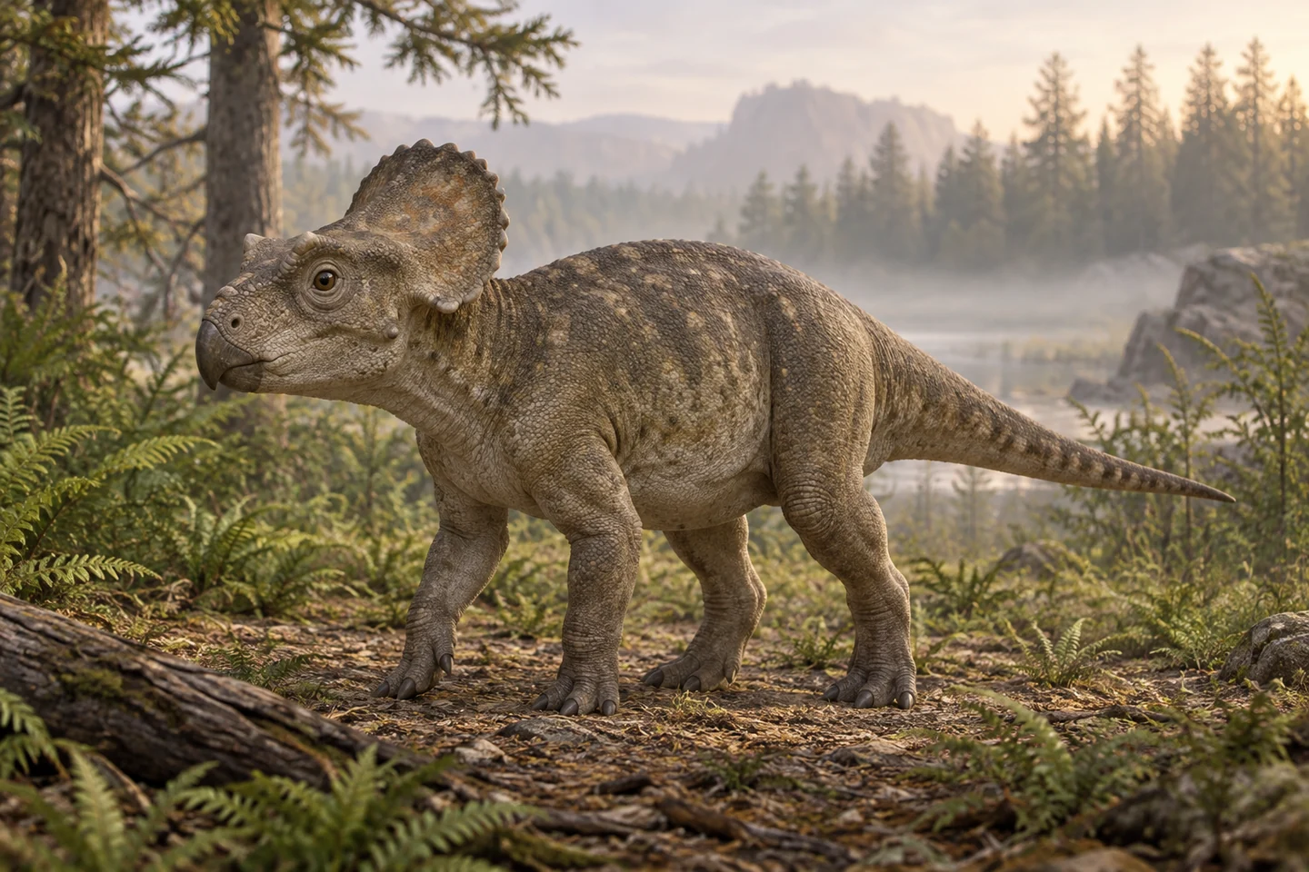 Illustrative reconstruction of Avaceratops; colors, soft tissues and missing anatomy remain interpretive.