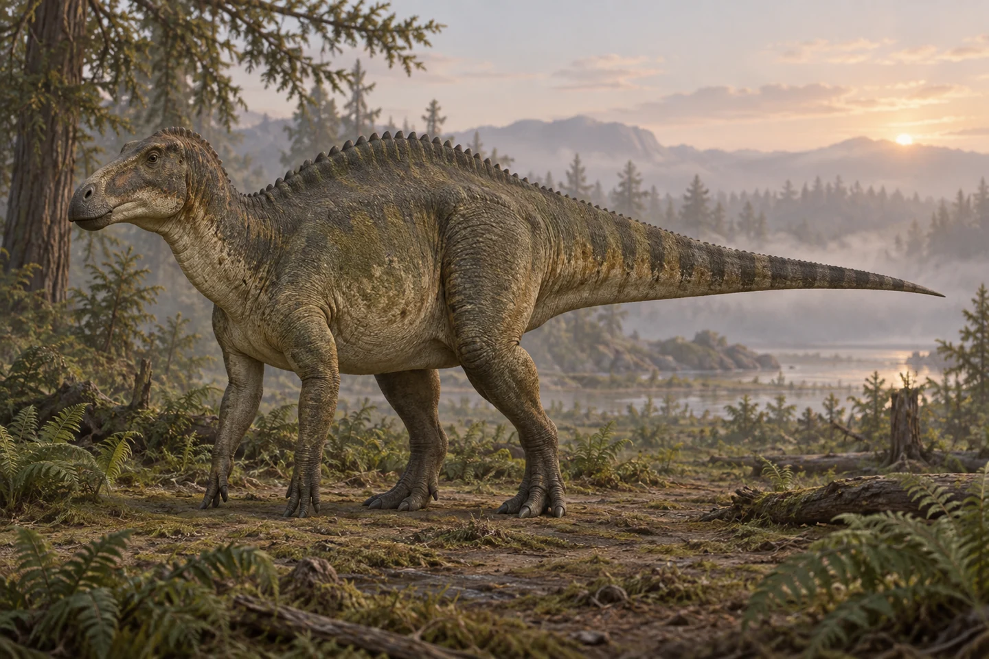 Illustrative reconstruction of Bactrosaurus; colors, soft tissues and restored details remain interpretive.