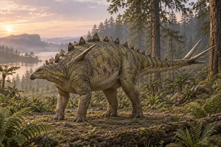 Illustrative reconstruction of Dacentrurus; color and soft tissues remain interpretive.