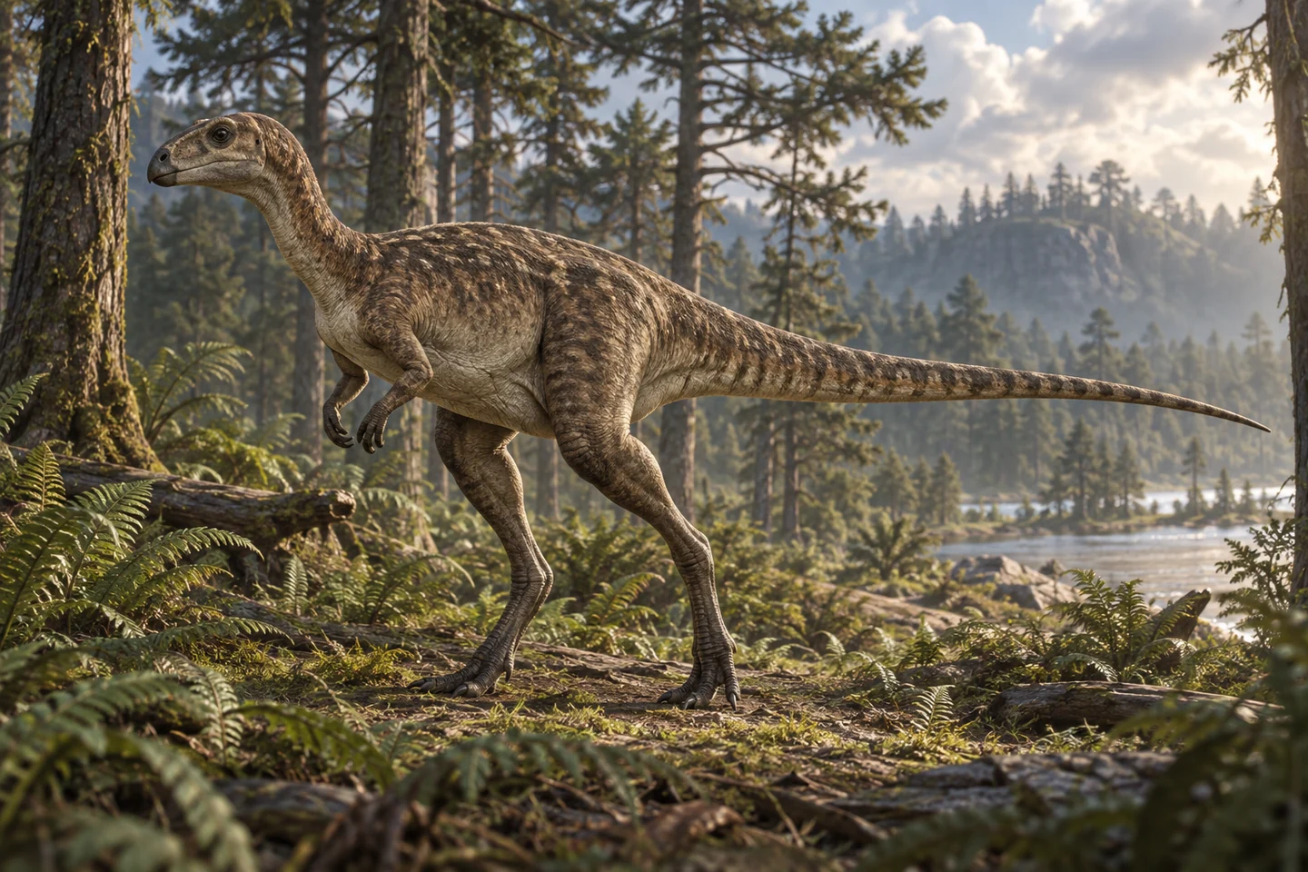 Artistic reconstruction of Dryosaurus; colors and soft tissues are illustrative.