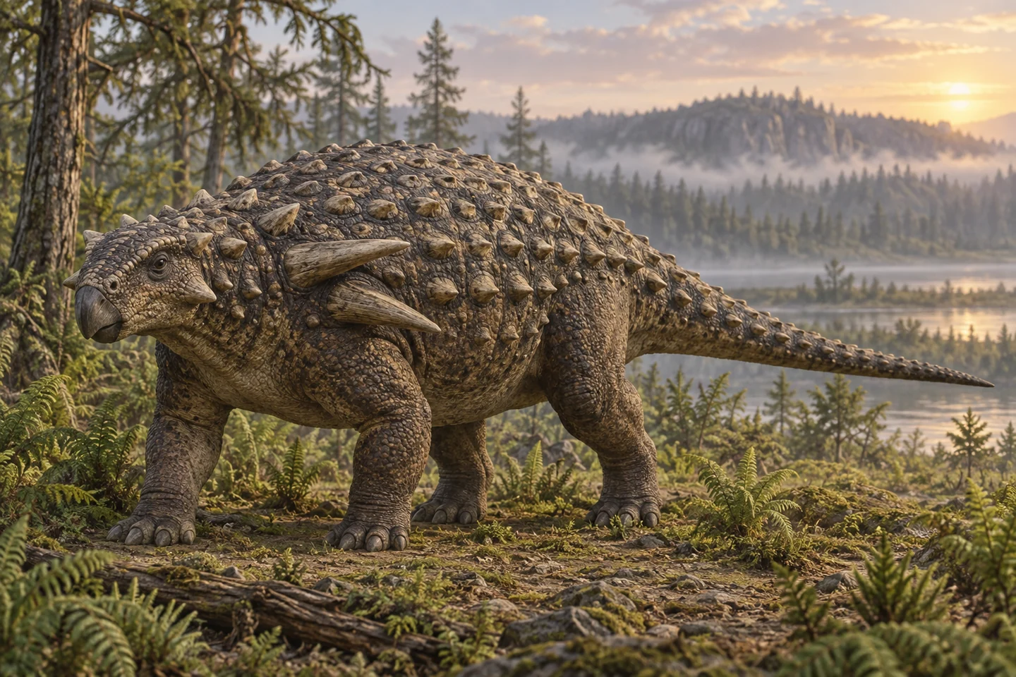Illustrative reconstruction of Edmontonia; color and soft tissues remain interpretive.