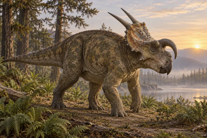 Illustrative reconstruction of Einiosaurus; color and soft tissues remain interpretive.