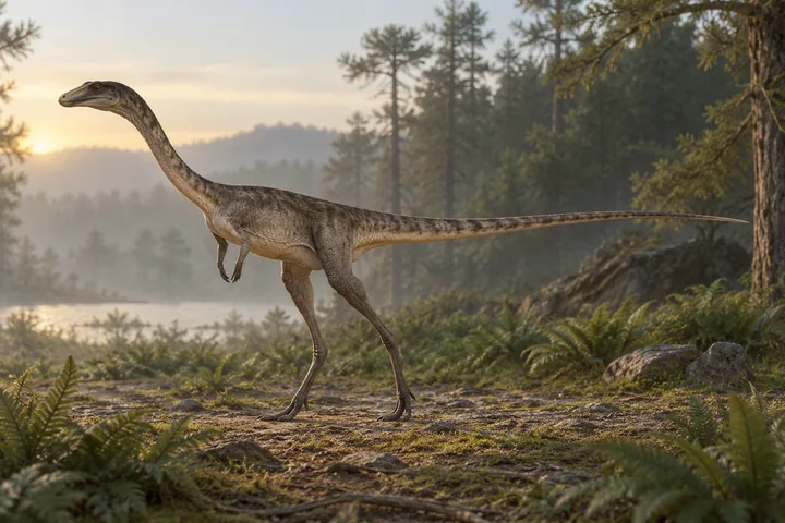 Illustrative reconstruction of Elaphrosaurus bambergi; missing anatomy, covering and colors are hypotheses.