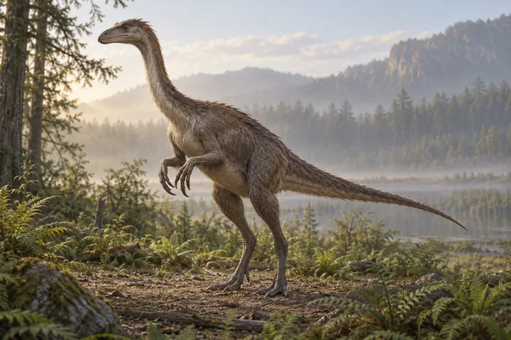 Artistic reconstruction of Falcarius; colors and restored soft tissues are illustrative.