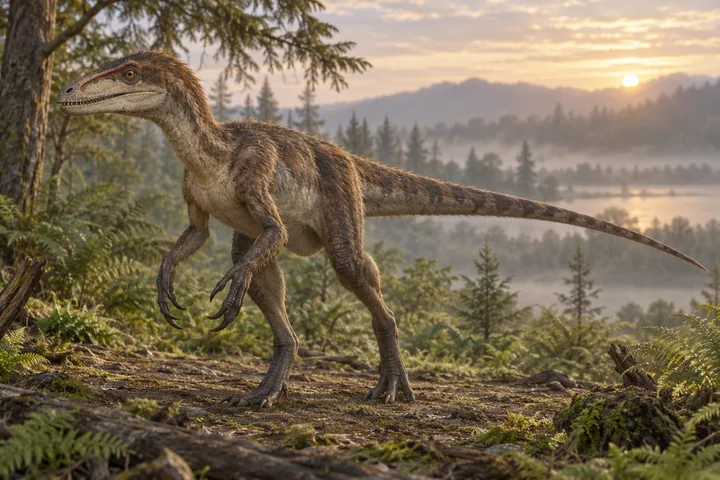 Artistic reconstruction of Fukuiraptor; colors and soft tissues are illustrative.