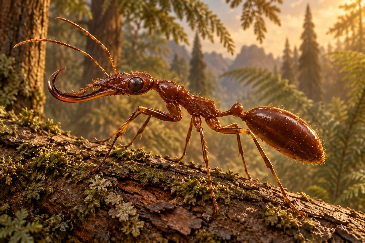 Illustrative living reconstruction of Haidomyrmex; missing anatomy and exact colors remain uncertain.