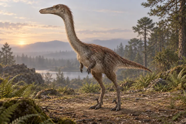 Illustrative reconstruction of Halszkaraptor escuilliei; covering, colors and unpreserved anatomy are hypotheses.