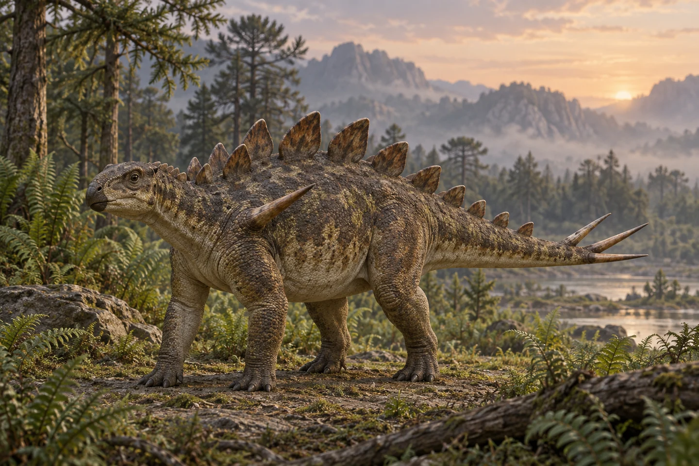 Artistic reconstruction of Huayangosaurus; colors and soft tissues are illustrative.