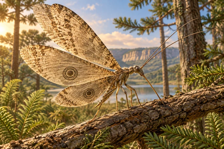 Comparative Makarkinia restoration with M. kerneri hindwing patterns; complete body anatomy and exact wingspan are uncertain.