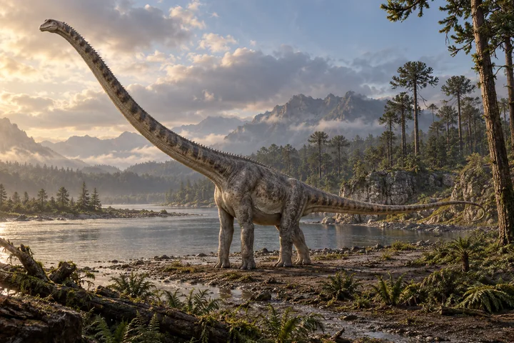 Artistic reconstruction of Mamenchisaurus; colors and soft tissues are illustrative.