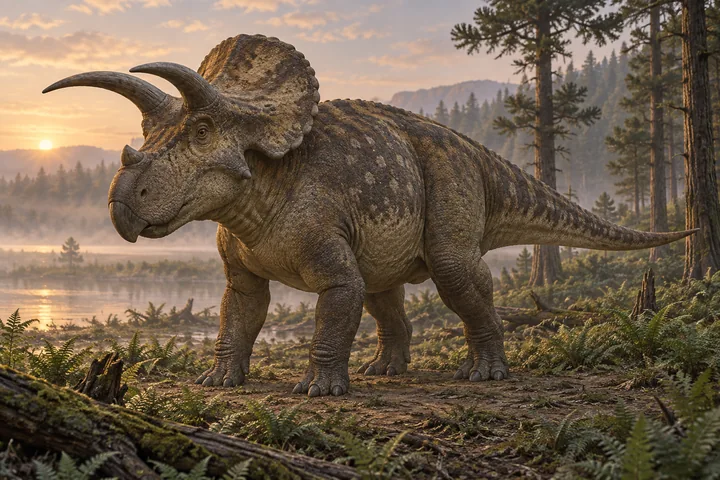 Illustrative reconstruction of Nasutoceratops; color and soft tissues remain interpretive.