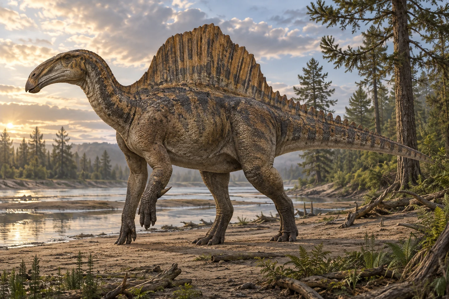 Artistic reconstruction of Ouranosaurus; colors and soft tissues are illustrative.