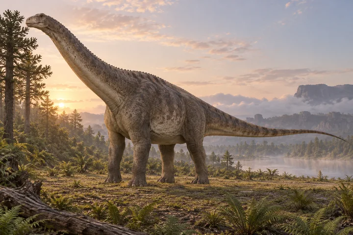 Artistic reconstruction of Patagotitan; colors and soft tissues are illustrative.