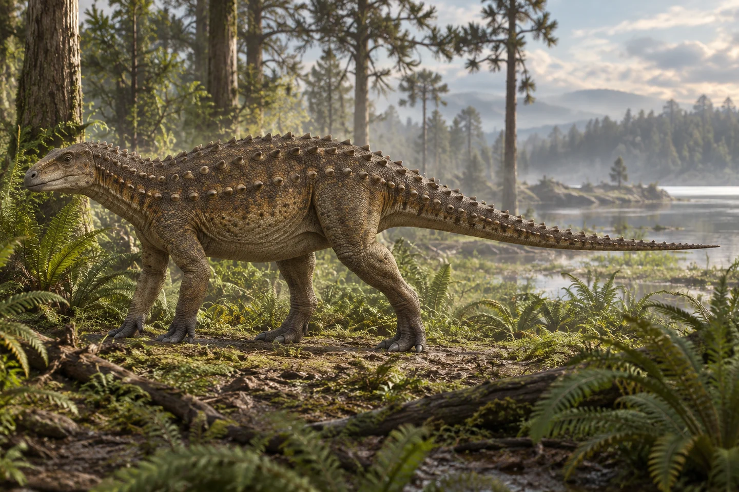 Artistic reconstruction of Scelidosaurus; colors and soft tissues are illustrative.