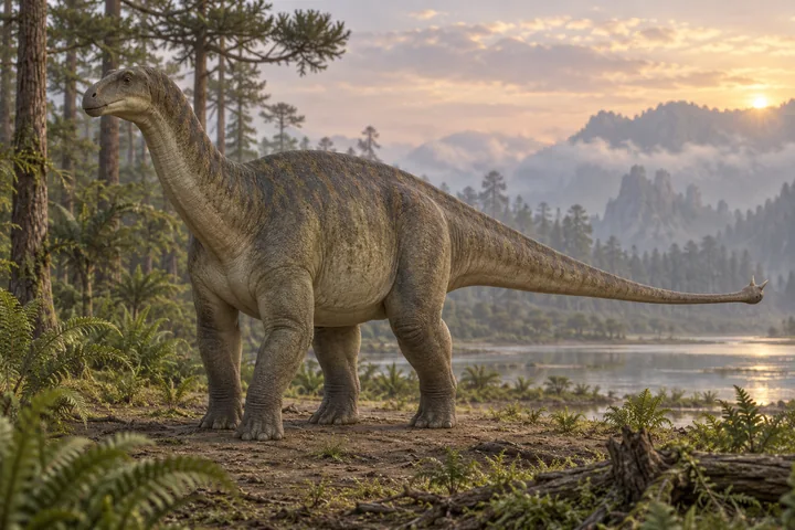 Artistic reconstruction of Shunosaurus; colors and soft tissues are illustrative.