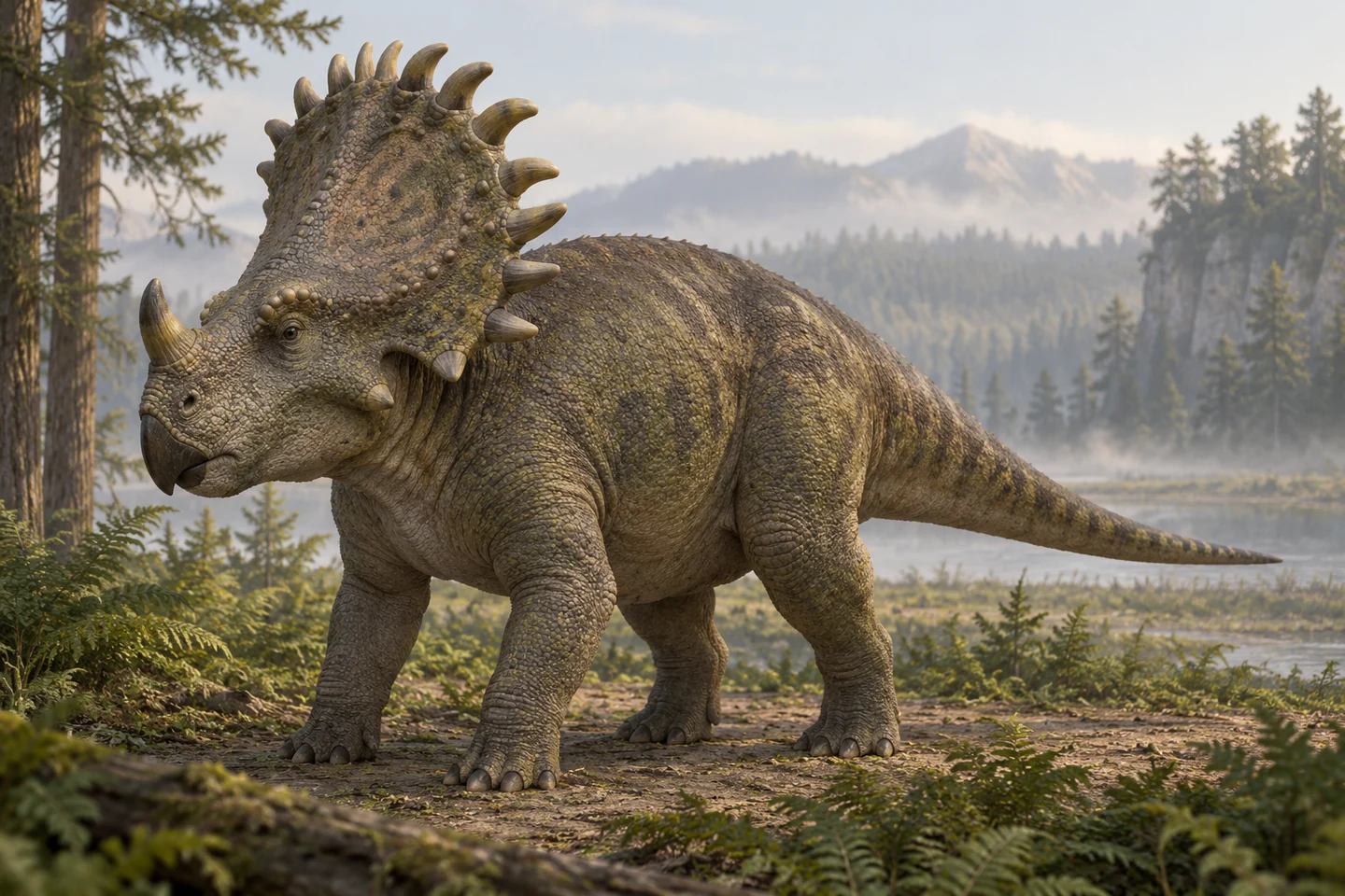 Illustrative reconstruction of Sinoceratops; colors, soft tissues and missing anatomy remain interpretive.