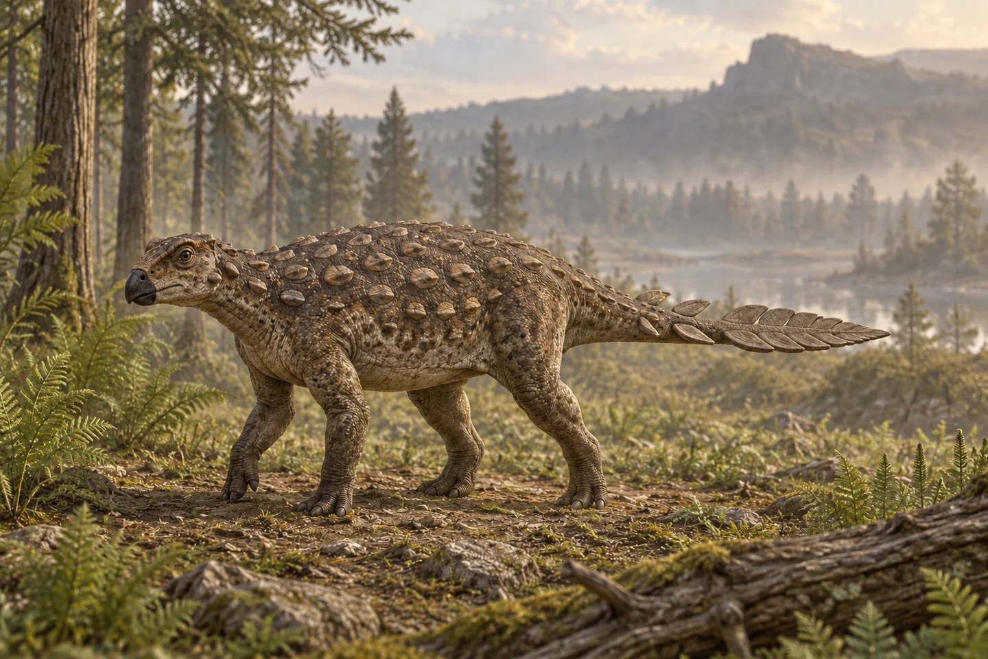 Illustrative reconstruction of Stegouros elengassen; colors, soft tissues and missing anatomy remain interpretive.
