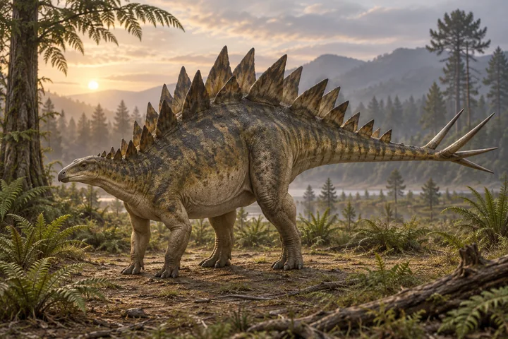 Artistic reconstruction of Tuojiangosaurus; colors and soft tissues are illustrative.