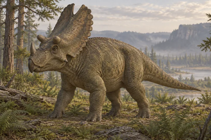 Illustrative reconstruction of Utahceratops; colors, soft tissues and missing anatomy remain interpretive.