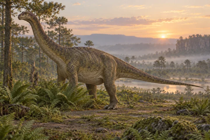Artistic reconstruction of Vulcanodon; colors and soft tissues are illustrative.