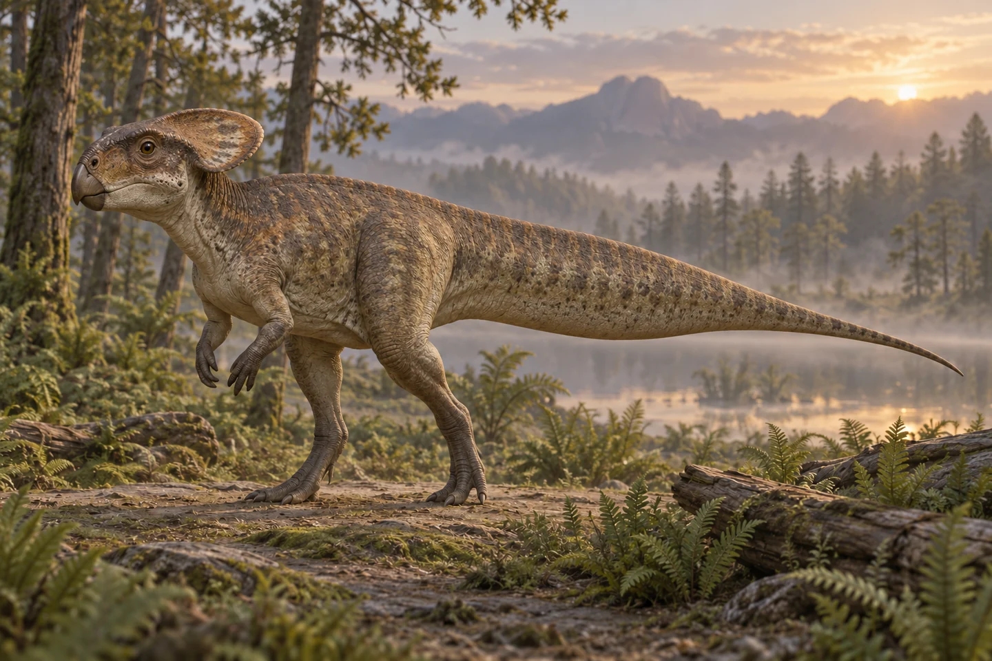 Illustrative reconstruction of Yamaceratops; colors, soft tissues and restored details remain interpretive.