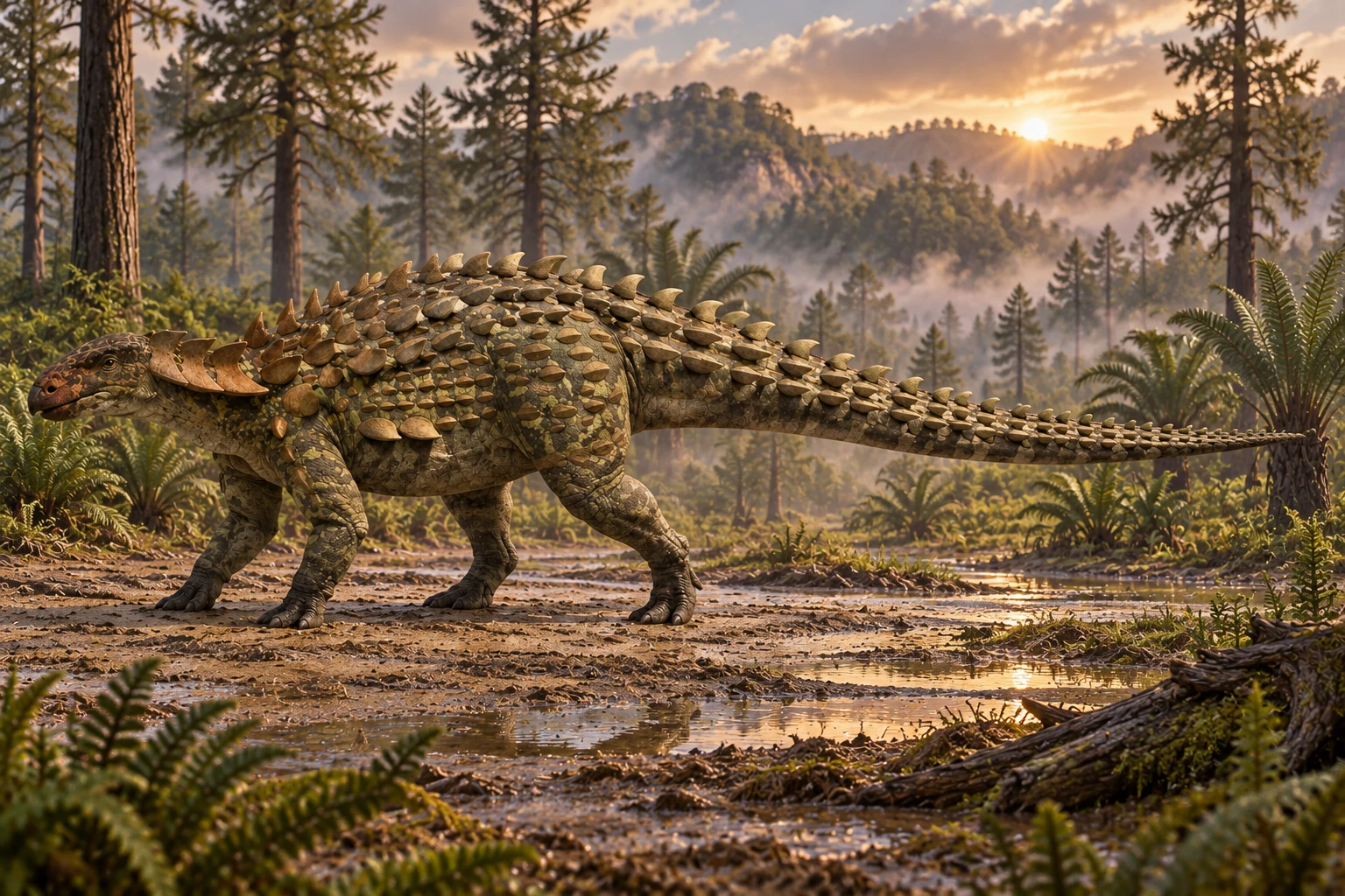 Illustrative reconstruction of Yuxisaurus kopchicki; missing anatomy, pose, skin and colors are hypotheses.