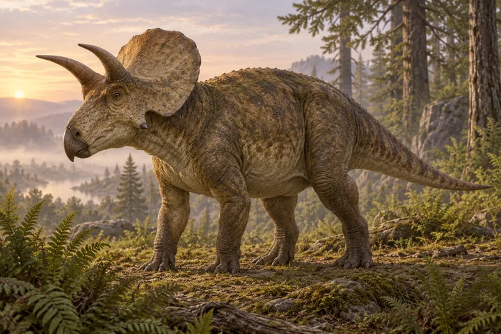 Illustrative reconstruction of Zuniceratops; colors, soft tissues and restored details remain interpretive.