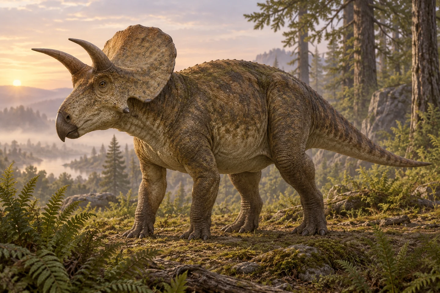 Illustrative reconstruction of Zuniceratops; colors, soft tissues and restored details remain interpretive.
